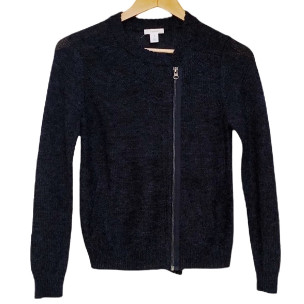 Caslon Marled Knit Moto Jacket Side Zip Sweater Cardigan